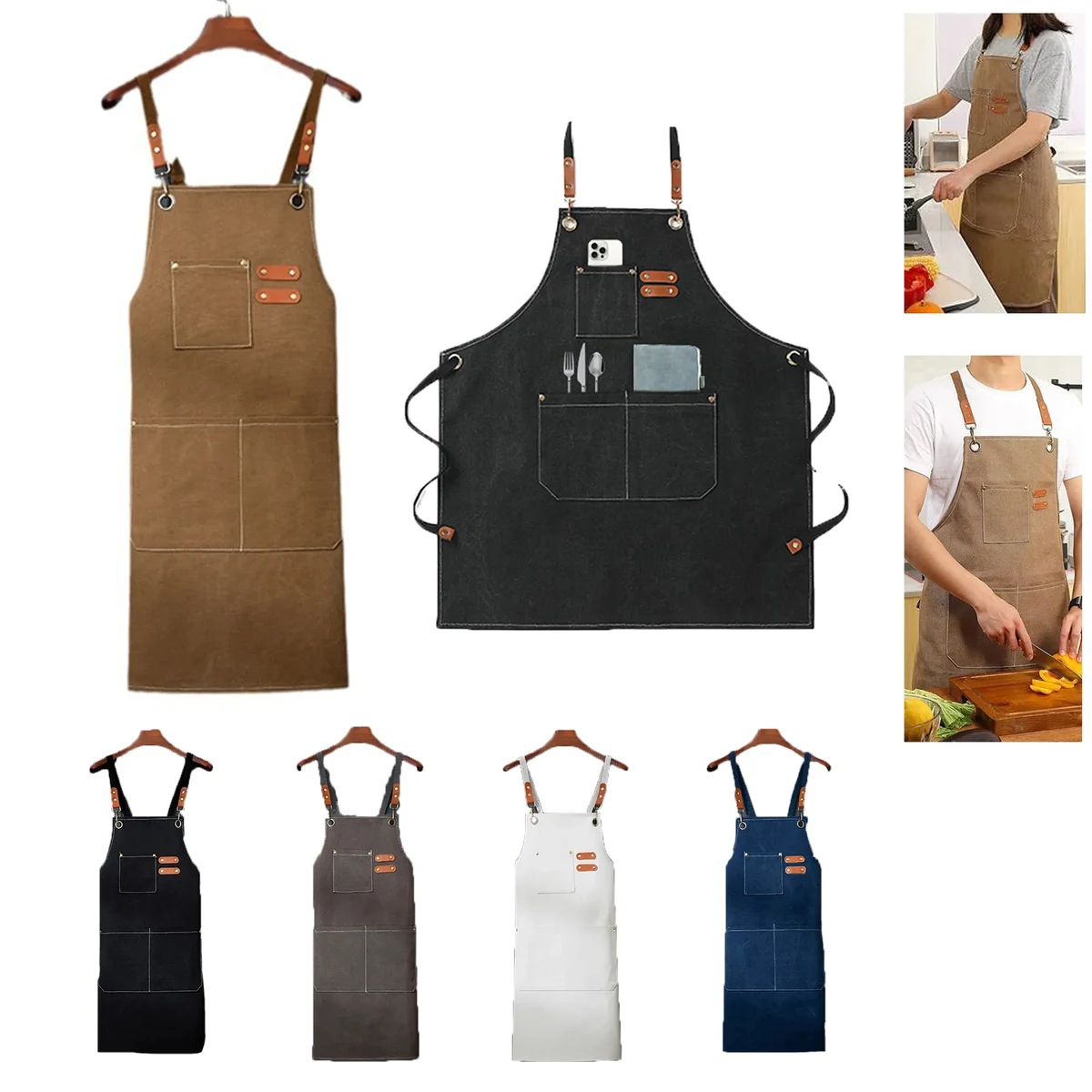 Thick Canvas Waterproof Apron Work Clothes 1