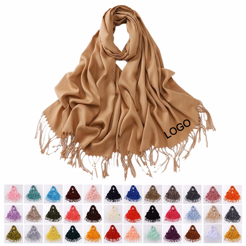Winter Pashmina Scarf Long Wrap Shawl With Fringes