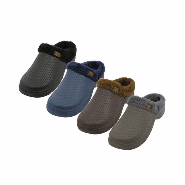 Men's Clogs - Black 7-12 Faux Fur Lined