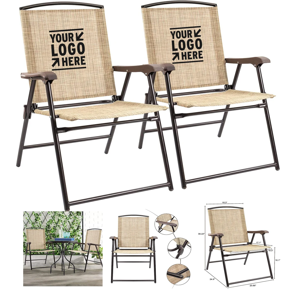 Patio Outdoor Beach Portable Folding Lounge Sling Chair 1