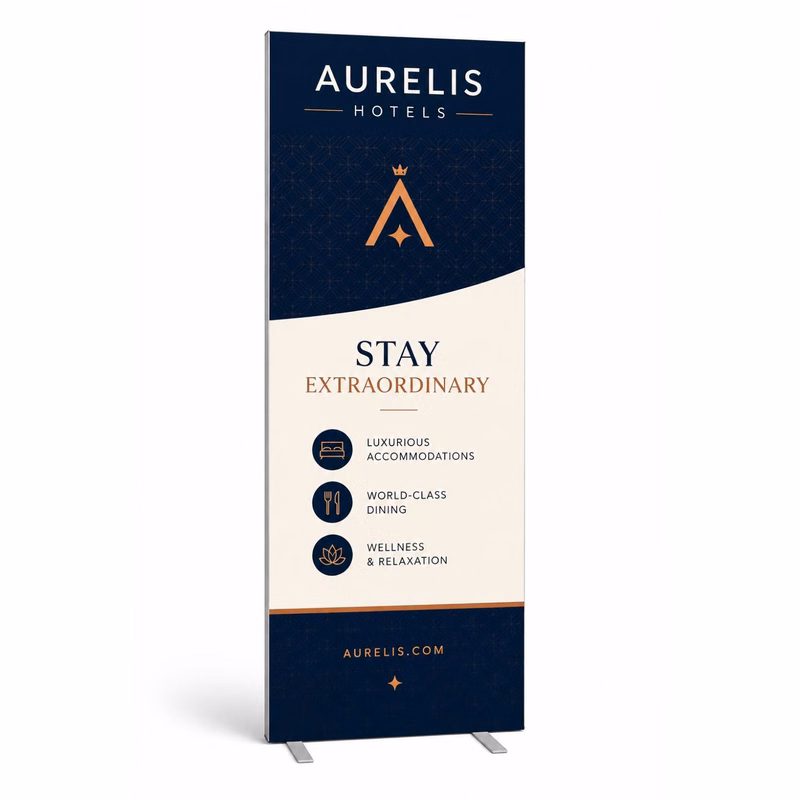 Frontlit SEG Fabric Banner Stand and Bag, 40" x 96", Superior Block Out Fabric, NO SETUP CHARGE