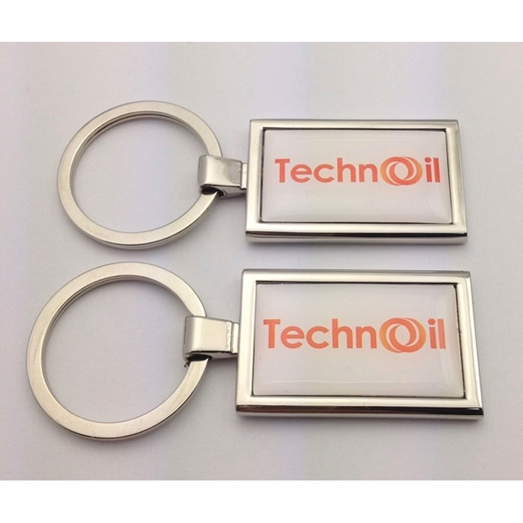 Double Side Custom Logo Zinc Alloy Reactangle Key Chains / Rings