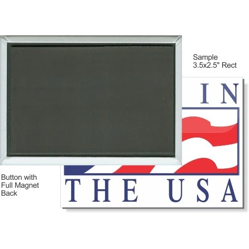 Full Magnet 3 1/2 Inch x 2 1/2 Inch Rectangular Button 1