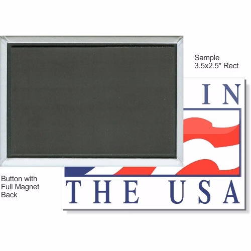 Full Magnet 3 1/2 Inch x 2 1/2 Inch Rectangular Button
