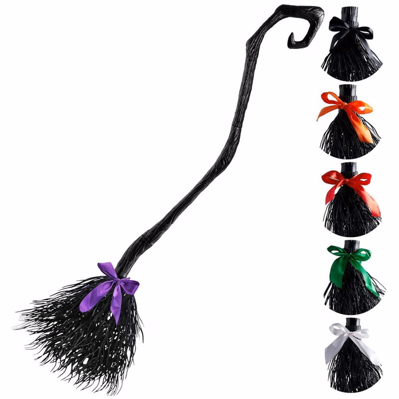 Plastic Halloween witch broom decoration