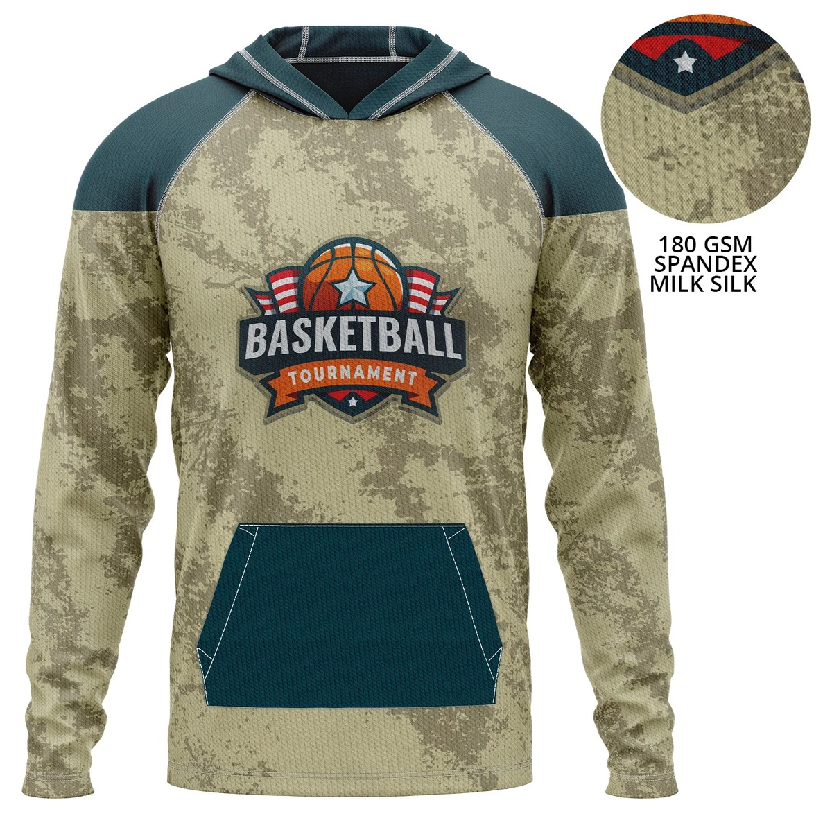 Unisex 180 GSM Spandex Milk Silk Pullover Sublimation Lightweight Hoodie w/ Kangaroo Pockets 1
