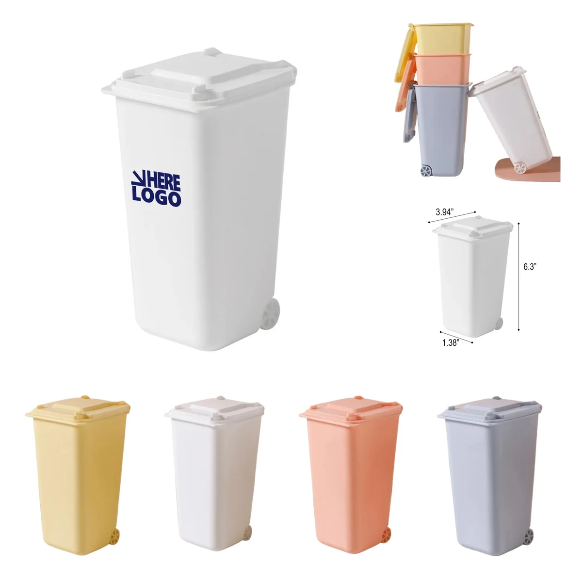 Desktop Organizer W/ Lid Mini Garbage Trash Bin Pen Holder 1