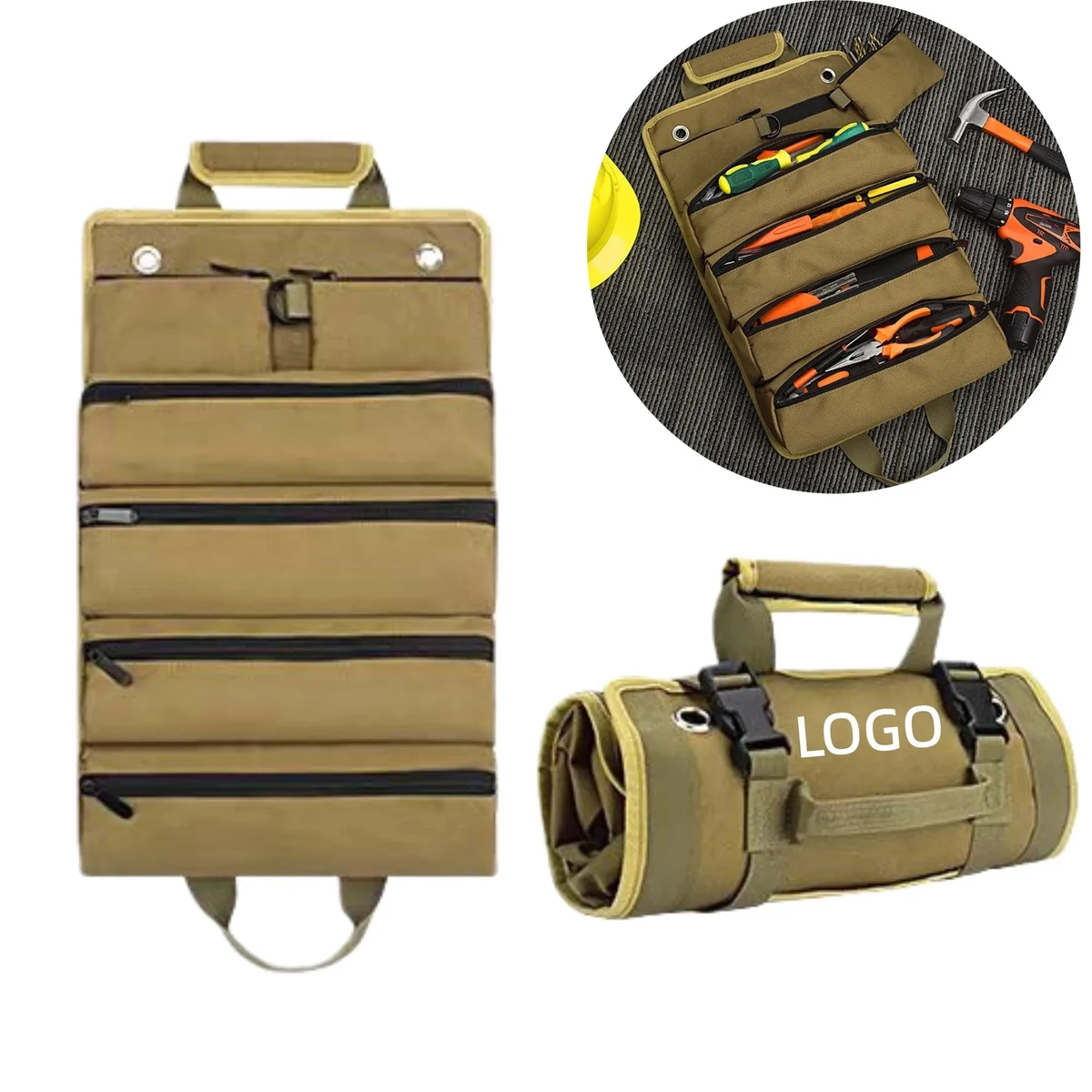 Canvas Heavy Duty Tool Roll Bag Organizer For Electrician 1
