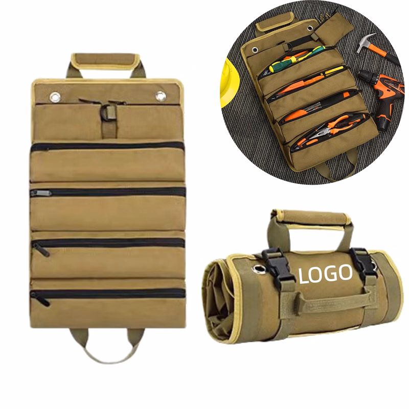 Canvas Heavy Duty Tool Roll Bag Organizer For Electrician