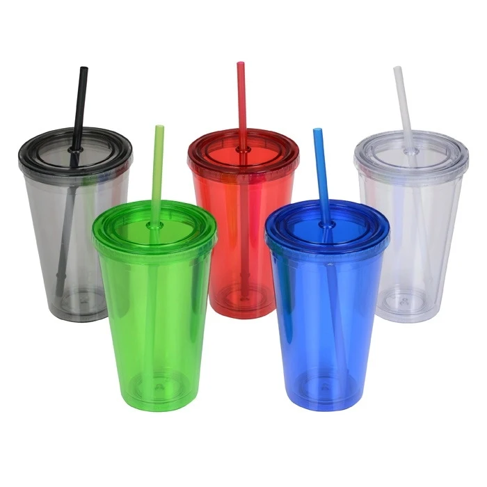 16 Oz. Acrylic Cup With Cap Straw 1
