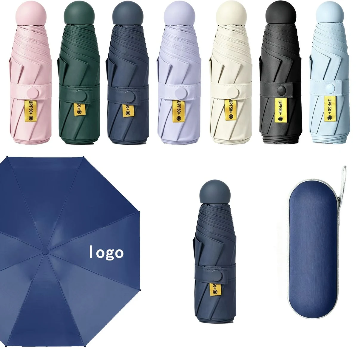 Custom Logo 8-Rib Capsule Sun-Rain Umbrella 1