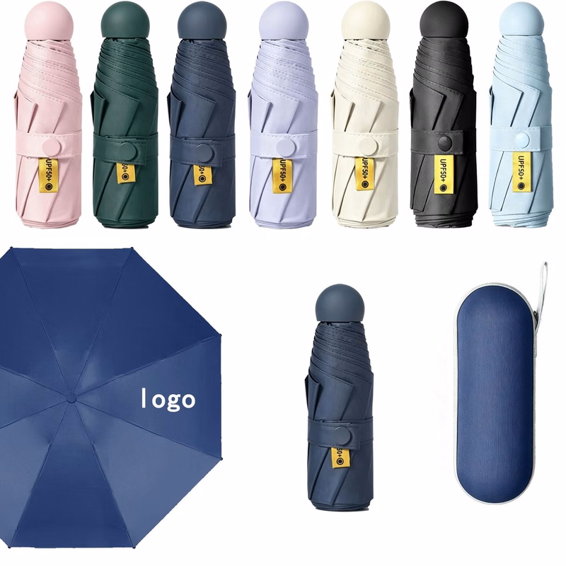 Custom Logo 8-Rib Capsule Sun-Rain Umbrella