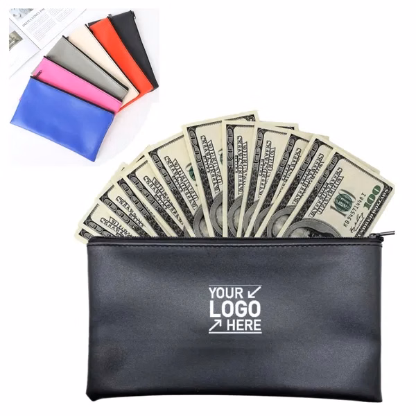 Security Bank Deposit Money Bag, PU Cash Coin Check Pouch