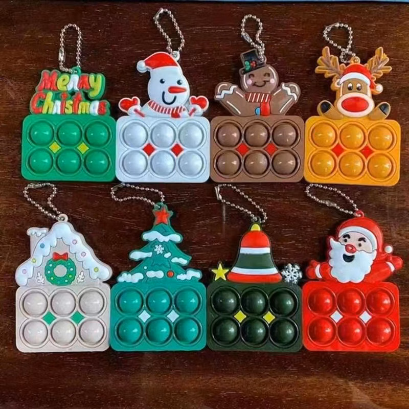 Christmas series Push Bubble Sensory Fidget Toy Keychain