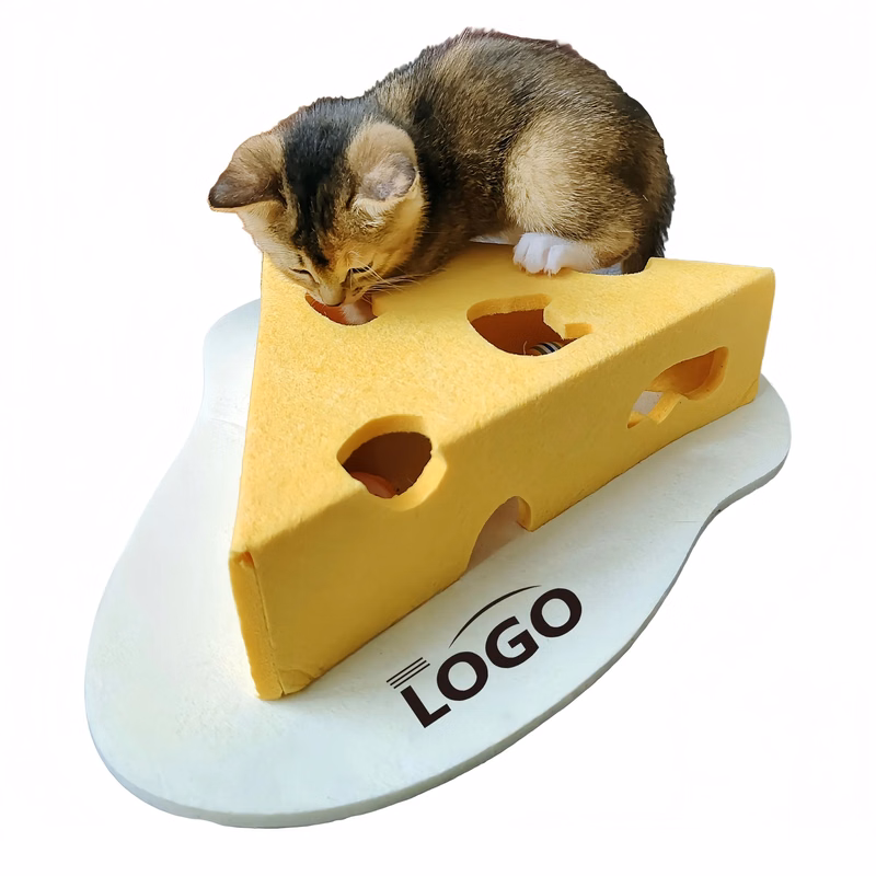 Durable Felt Cheese Wedge Cat Scratching Pad Toy