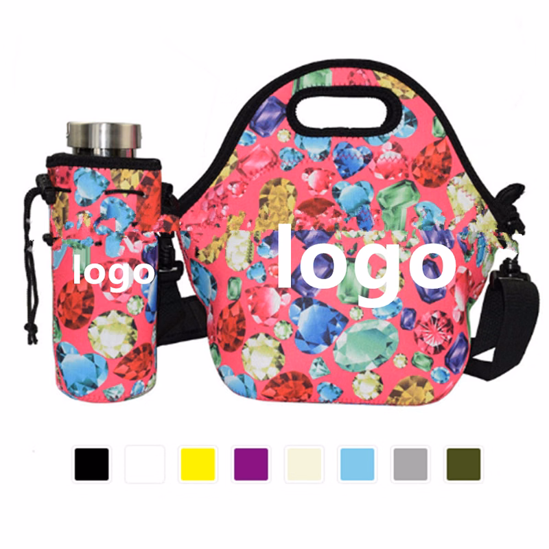 Neoprene Lunch Cooler Tote With Optional Bottle Cooler