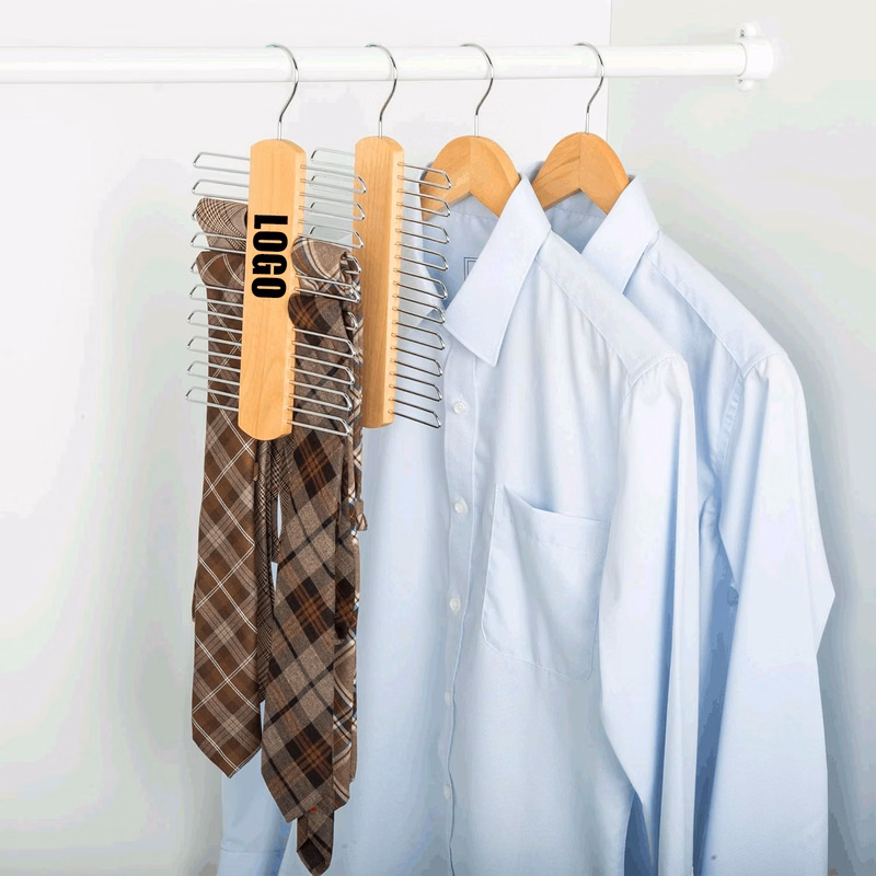 Wooden Necktie and Belt Hanger/Wood Center Organizer and Storage Rack