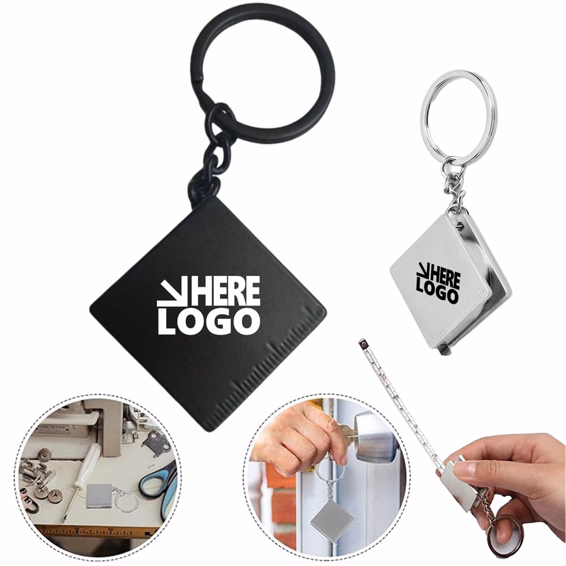 MOQ 20 Mini Tape Measure Key Chain 2.3ft Black