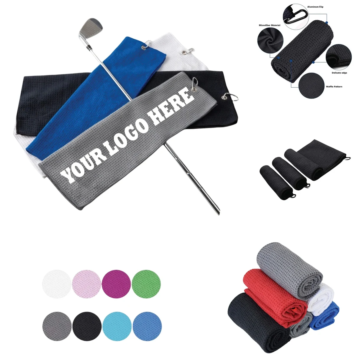Microfiber Golf Towel With Carabiner Clip 1