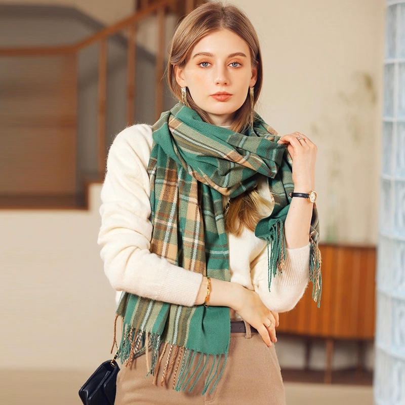 Fringed Plaid Shawl