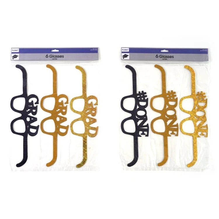 Graduation Paper Glasses - 2 Designs 6 Pack 1