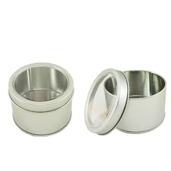 Round Tin Box Storage with PVC Window 1