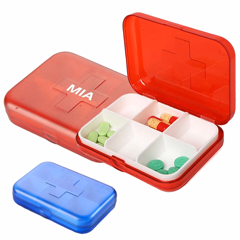 Plastic cross six-compartment pill box