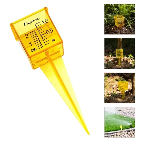 Custom Dual-Scale Plastic Rain Gauge with Soil Stakes — Garden Measurement Tool 1