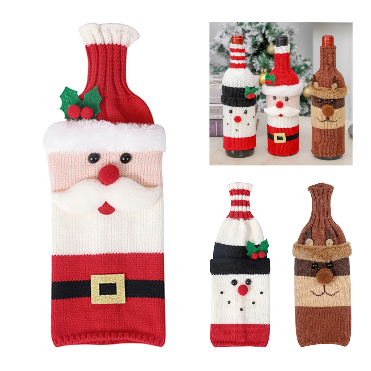 Christmas Knitted Wine Bottle Cover 1