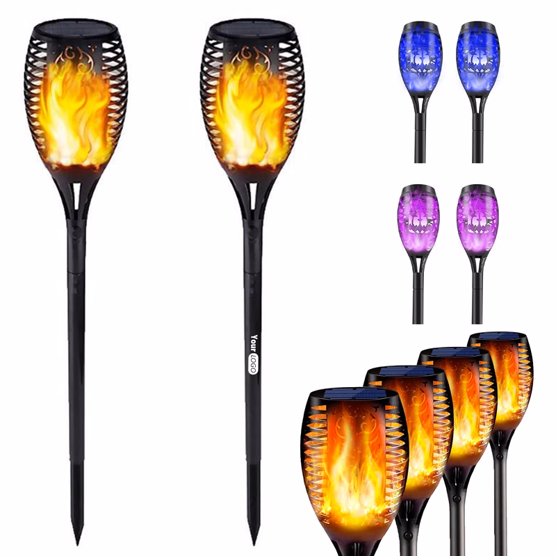 Plastic Elegant Decorative Solar Led Torch For Outdoor Lighting