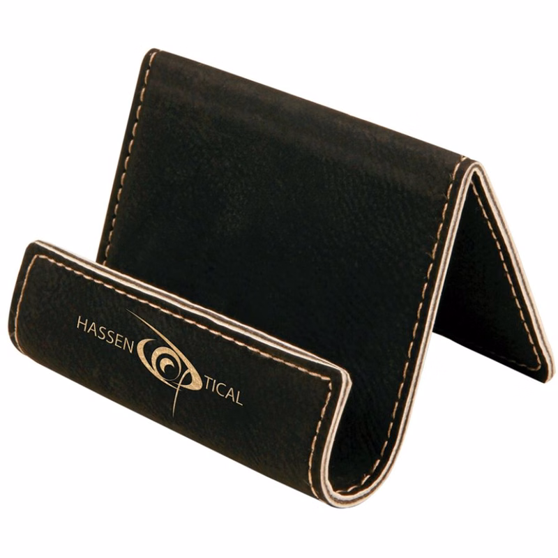 Custom Laser Engraved Black Leatherette Holder