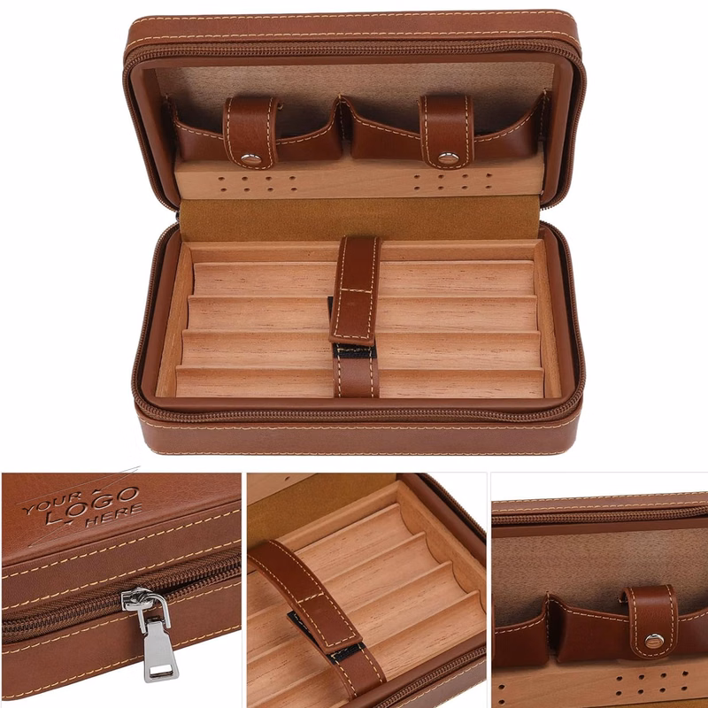 Premium Leather Cigar Case with Cedar Wood Lining