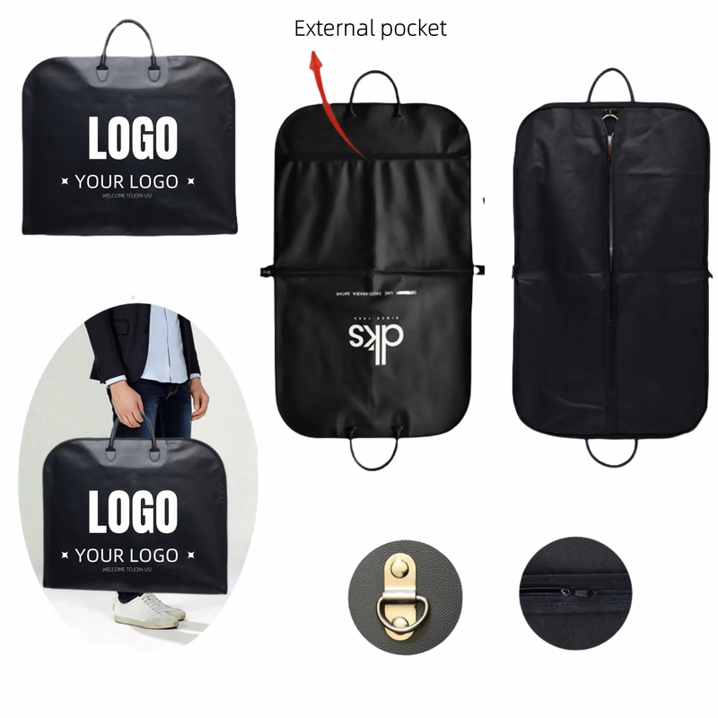 Leather Travel Garment Bags With Outer Pocket