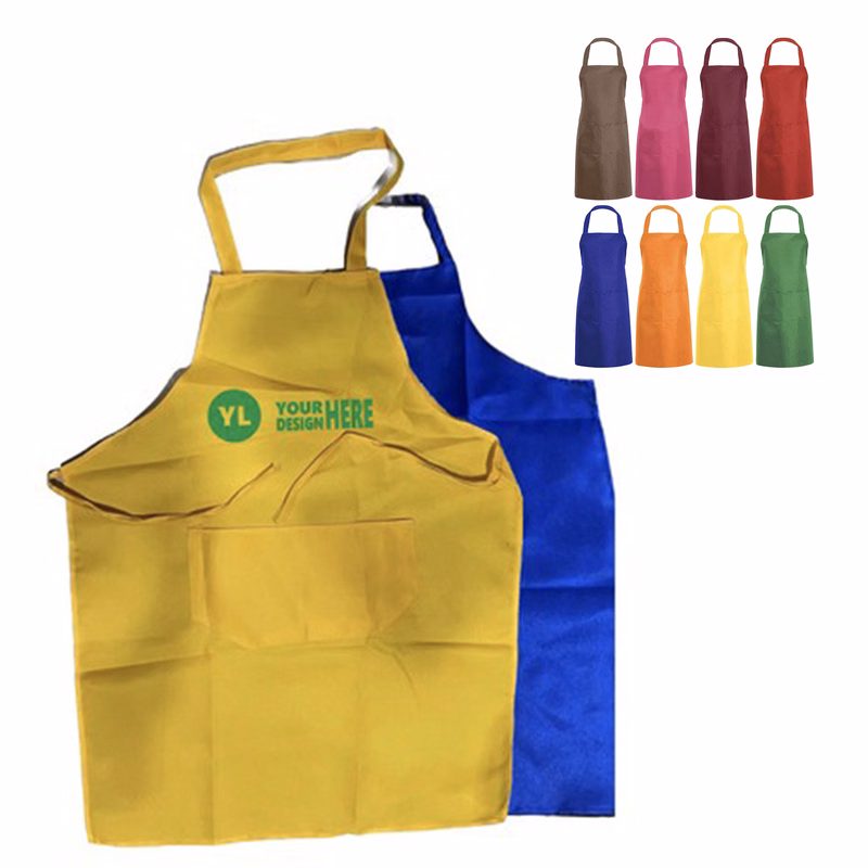 Mixed Color Kitchen Cooking Apron 2 Pockets