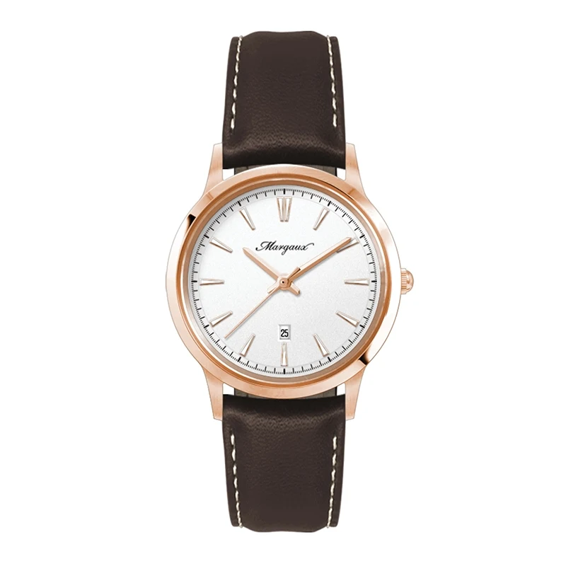 WC4219 22MM STEEL ROSE GOLD CASE, 3 HAND MVMT, WHITE DIAL, DTE DISPLAY, LEATHER STRAP, FLAT MINERAL CRYSTAL 1