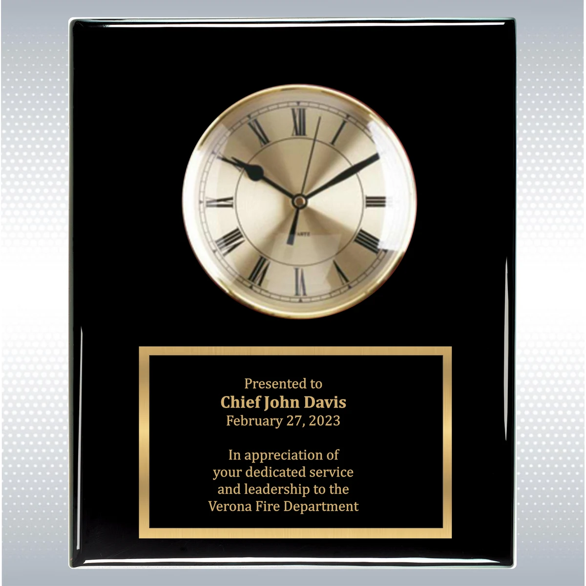 Black Piano Finish Solid Wood Plaque W/ Clock 1