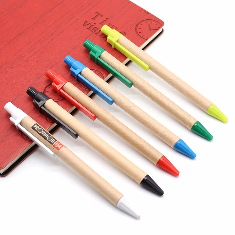Eco-Friendly Kraft Paper Ballpoint Pen with Plastic Clip