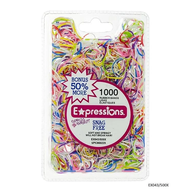 Snag-Free Hair Bands - 1000 Pack Rubber Tie-Dye 1