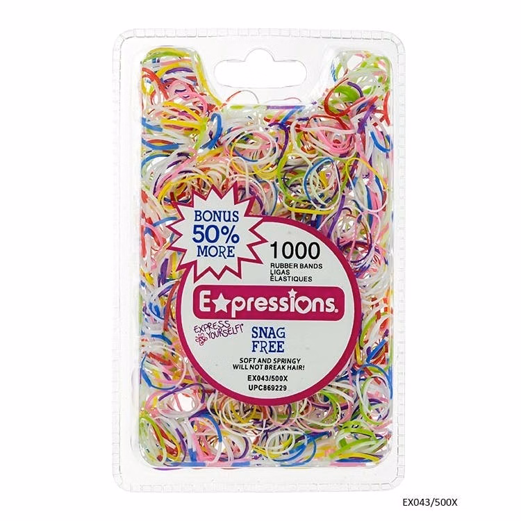 Snag-Free Hair Bands - 1000 Pack Rubber Tie-Dye