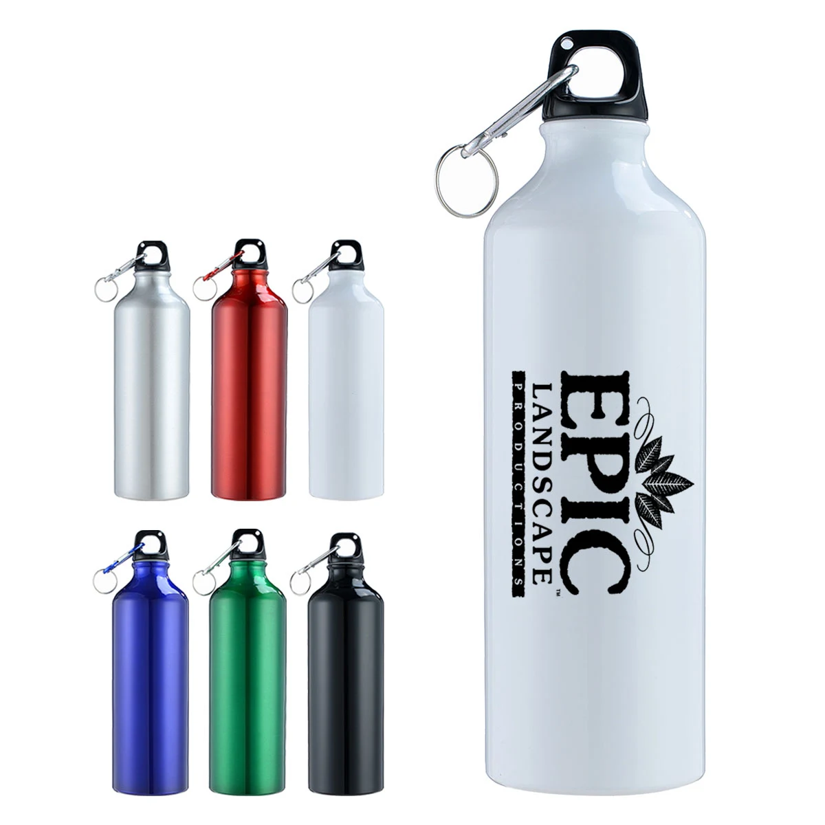 Aluminum Travel Bottles with Carabiner Leak, custom water bottle with logo imprint 1