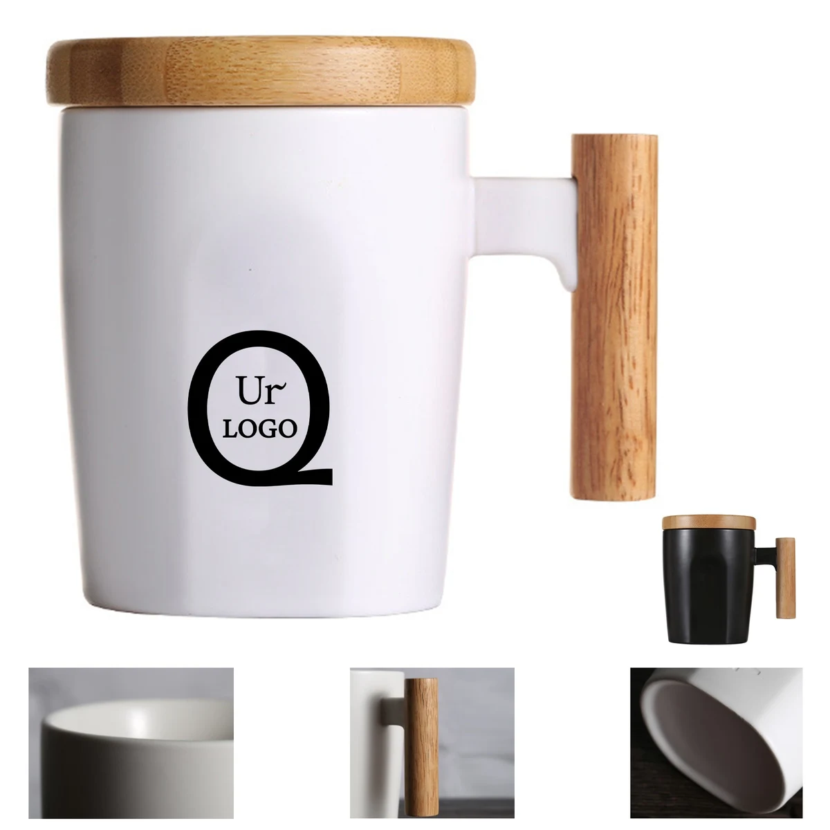 14Oz Wooden Handle Ceramic Coffee Mug 1