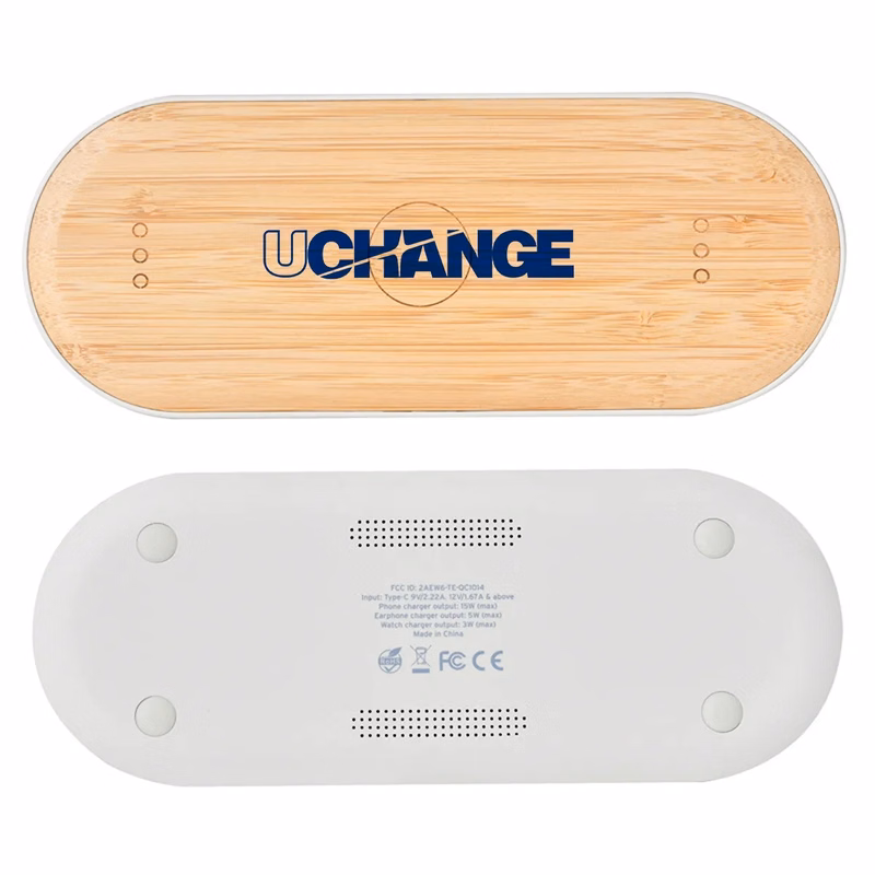 Bamboo Wireless Charging Pad With Speakers