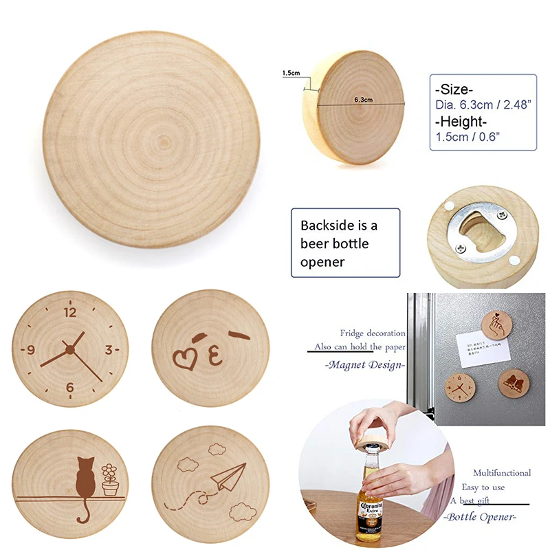 Wooden Fridge Magnet Bottle Opener 1