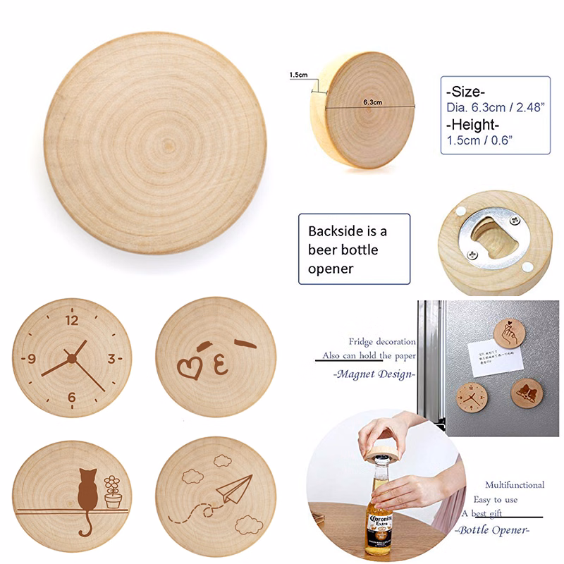 Wooden Fridge Magnet Bottle Opener
