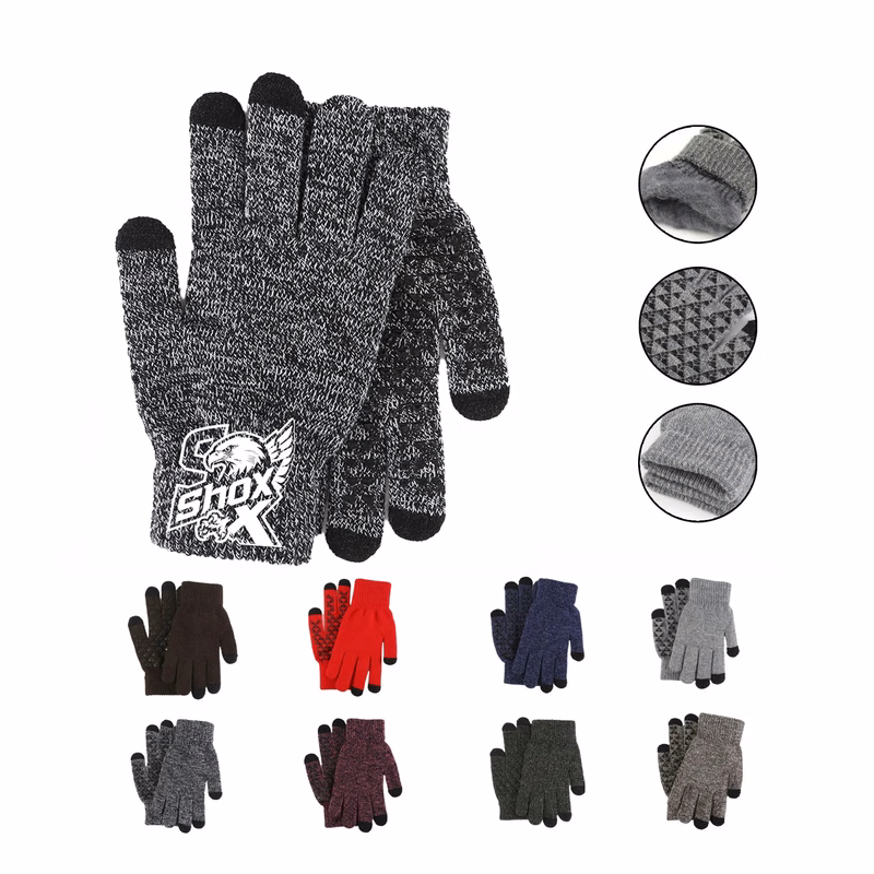 MOQ 20 Non Slip Touch Screen Warm Knit Gloves