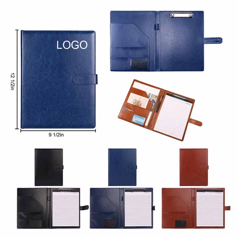Multifunctional Leather A4 File Folder With Pen Loop