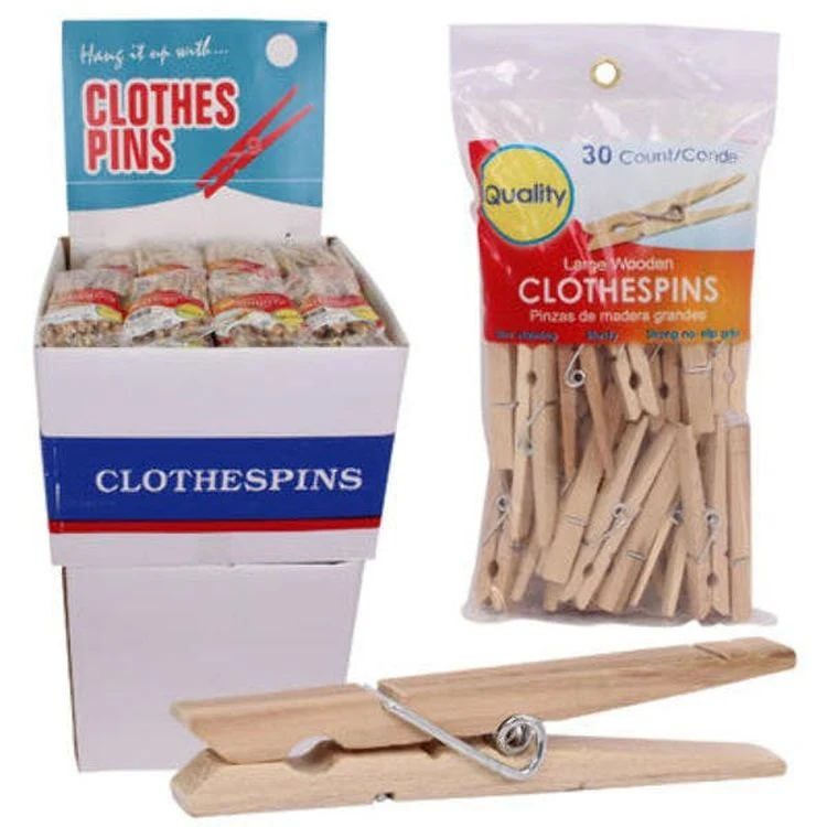 Large Wooden Clothespins - 30 Pack Natural 1
