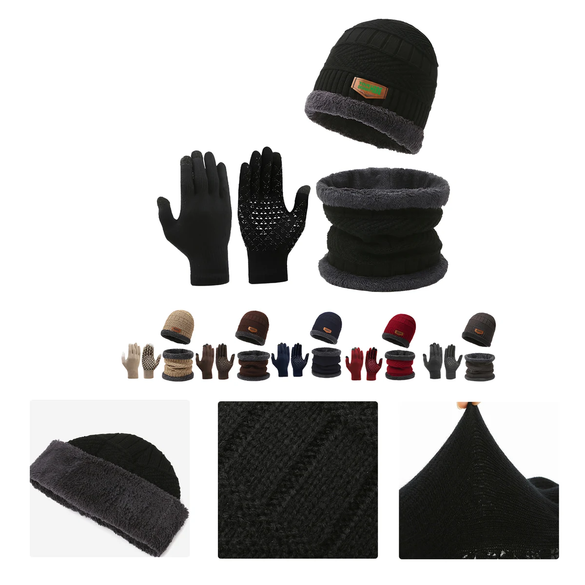 MOQ50 Winter Hat Scarf Gloves Set Customization 1