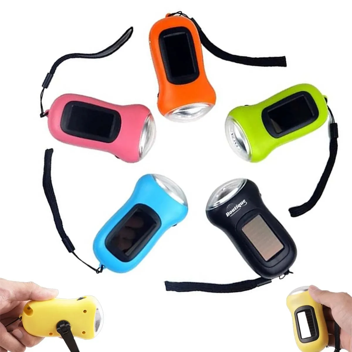 Hand Mini Crank Light Solar Power LED Flashlight 1