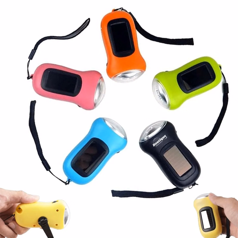 Hand Mini Crank Light Solar Power LED Flashlight
